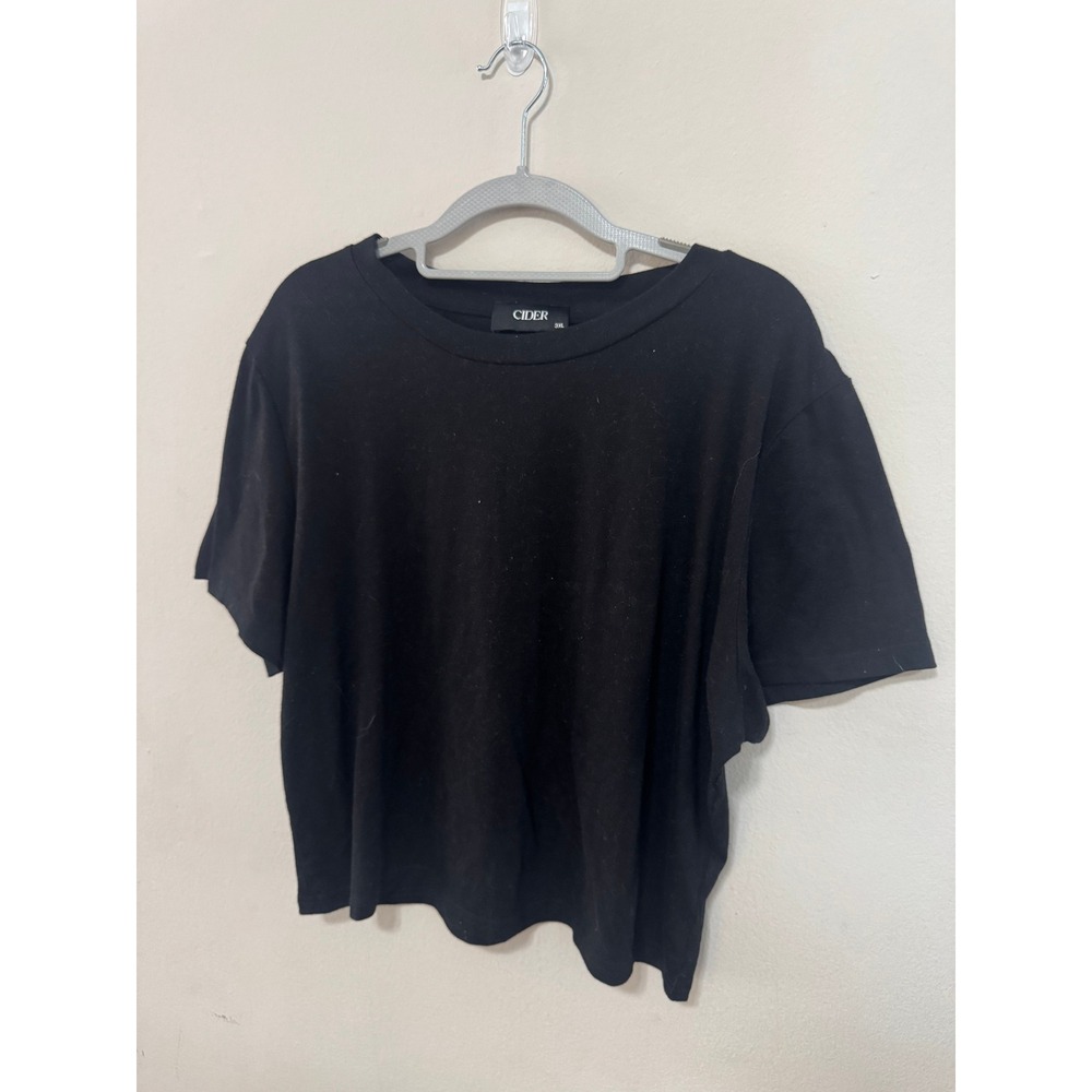 Cider Womens Black Short Sleeve Crew Neck T-Shirt Plus Size 3XL Casual Basic Tee